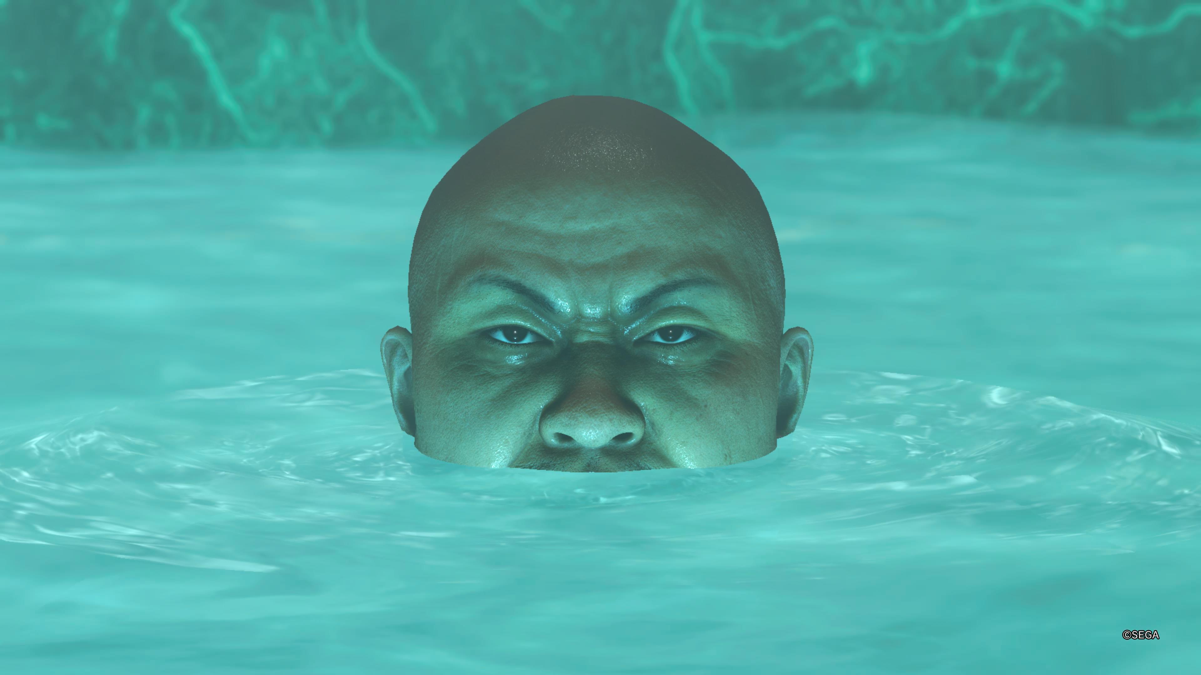 Kanda emrges from the water in Yakuza Kiwami 3