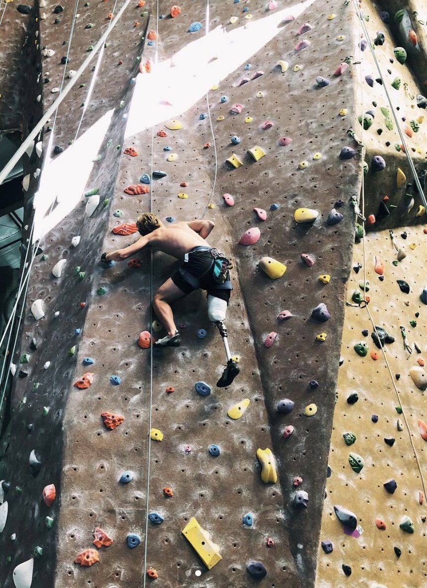 Adrien Costa on the climbing wall