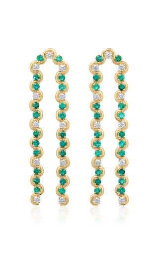 Edessa 18k Yellow Gold Emerald Arc Drop Earrings