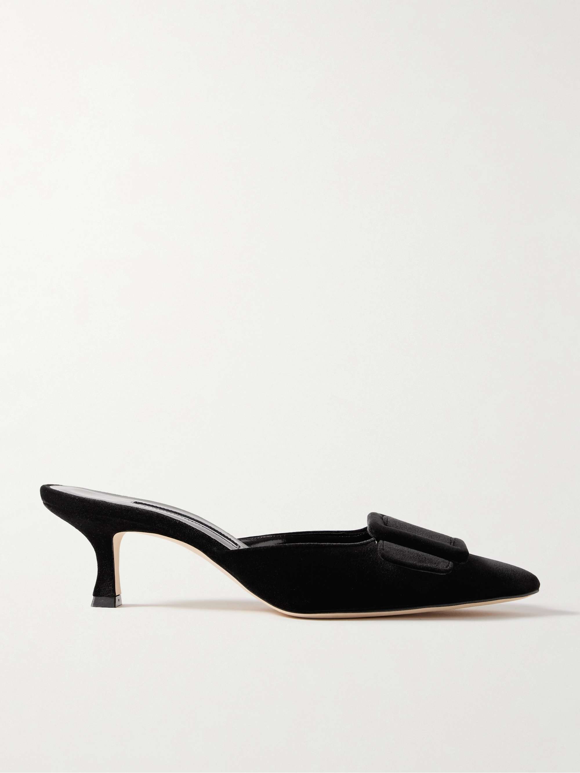 Maysale 50 Buckled Velvet Mules