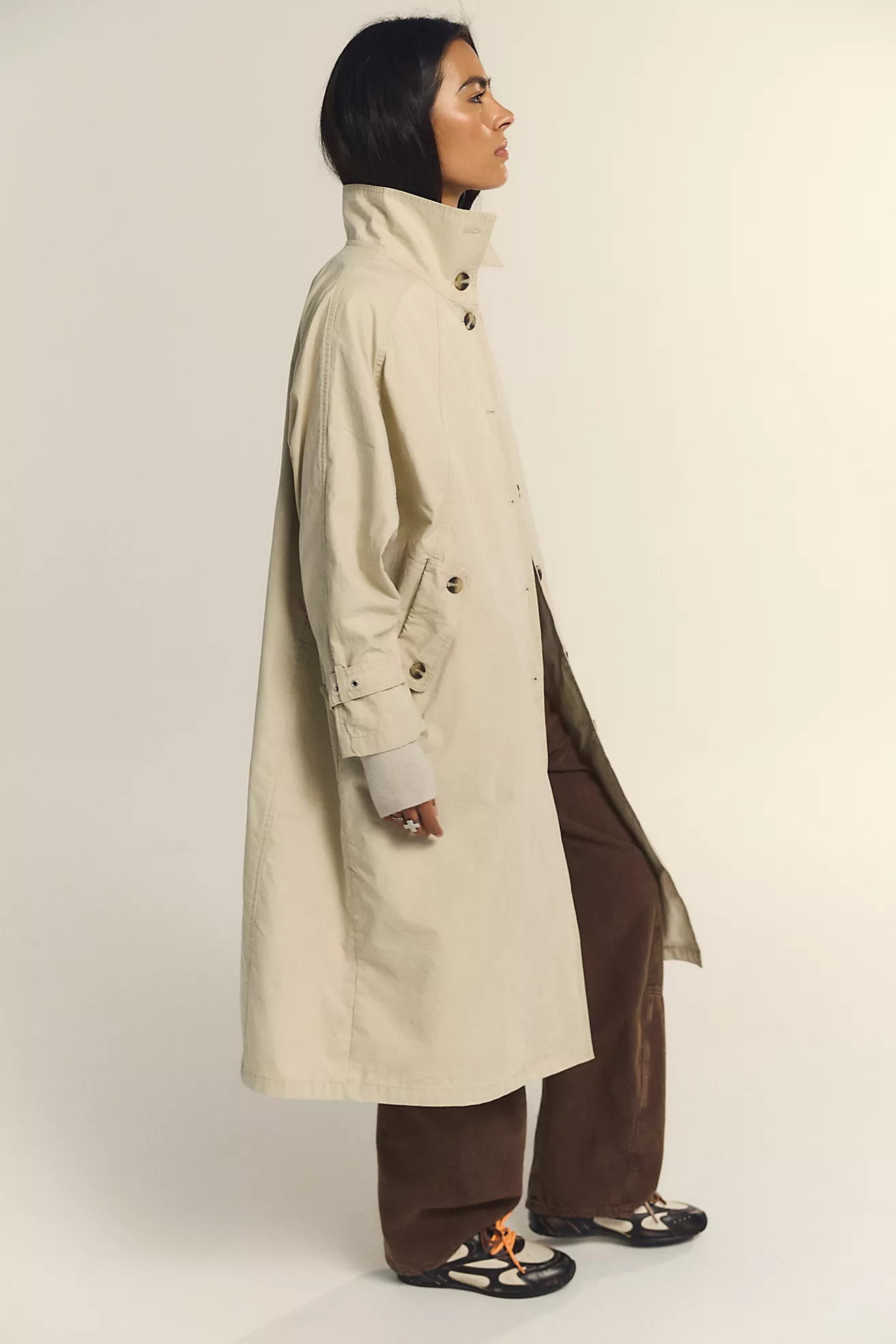 We the Free Drop Down Washed Funnel-Neck Trench