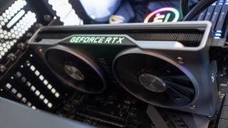 The Nvidia GeForce RTX 2060 slotted into a motherboard