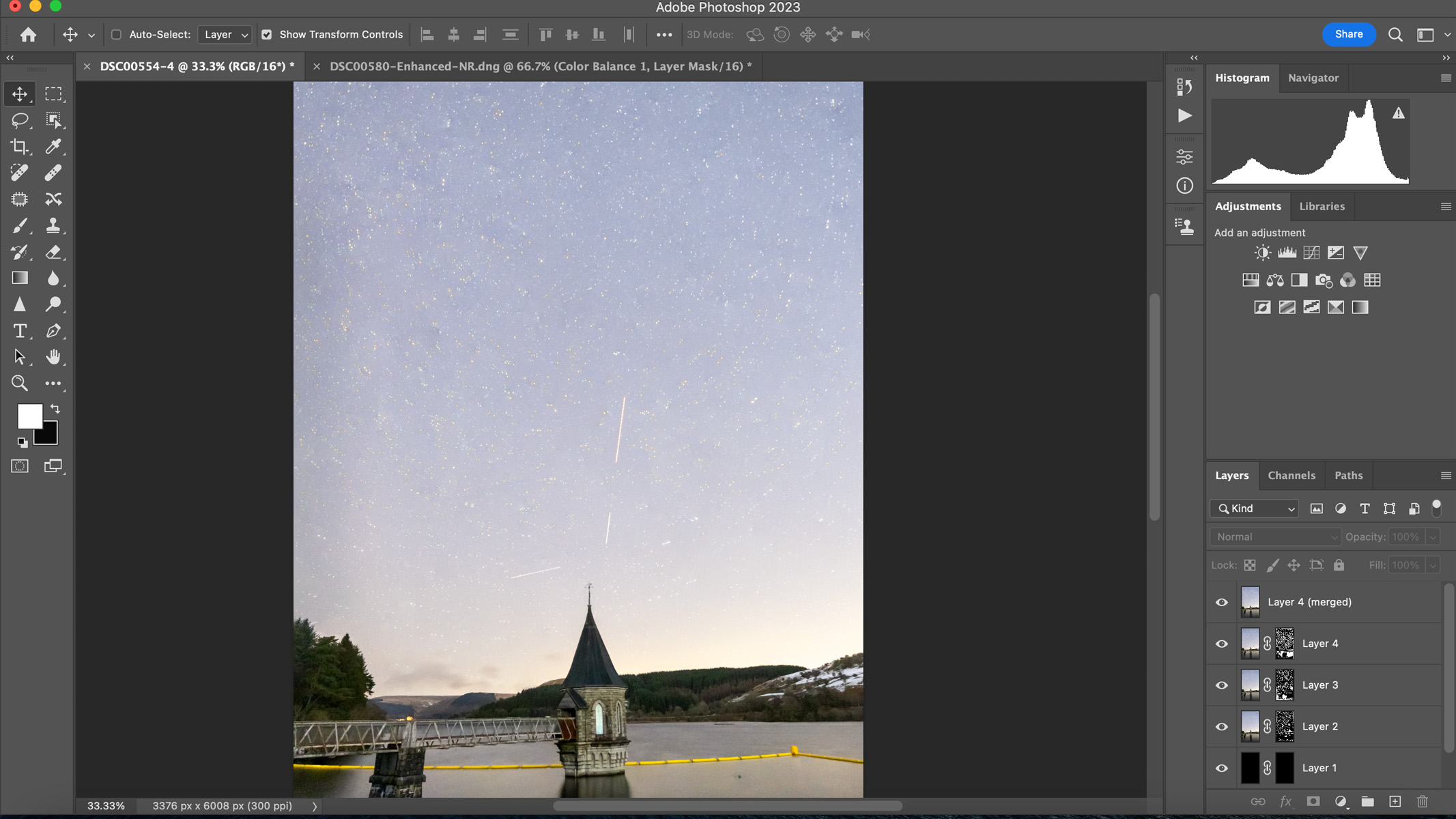 Astro image being edited in photoshop
