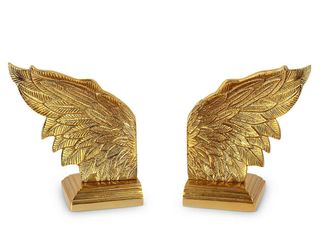 Oliver Bonas Metallic Wings Gold Book Ends