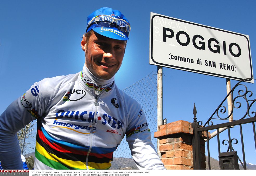 Tom Boonen recces the Poggio in the World Champion's jersey, 2006