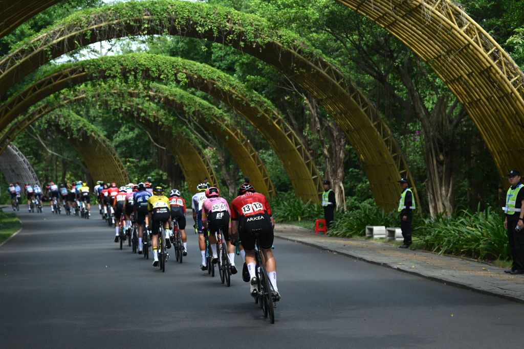 NANNING CHINA OCTOBER 20 A general view of the peloton competing during the 5th GreeTour of Guangxi 2024 Stage 6 a 134km stage from Nanning to Nanning UCIWT on October 20 2024 in Nanning China Photo by Dario BelingheriGetty Images