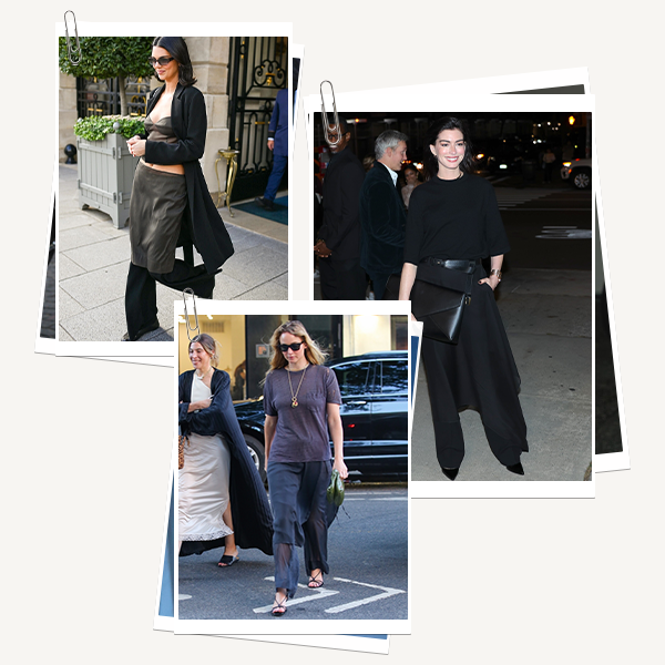celebrities wearing the Copenhagen layering hack: skirts over pants for The A-list Edit