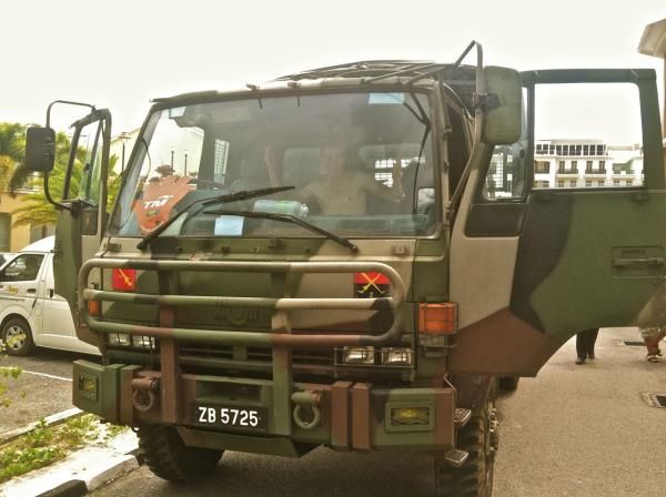 Army trucks are helping get the job done in Langkawi