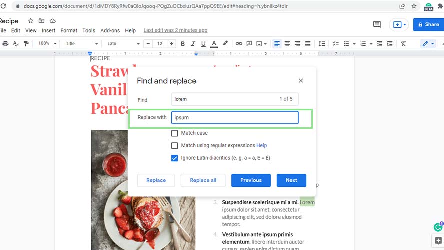 Cómo usar buscar y reemplazar en Google Docs