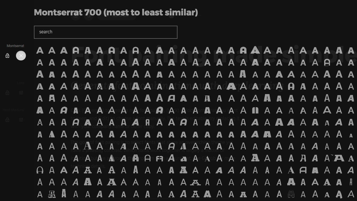Users click on a letter to choose a font