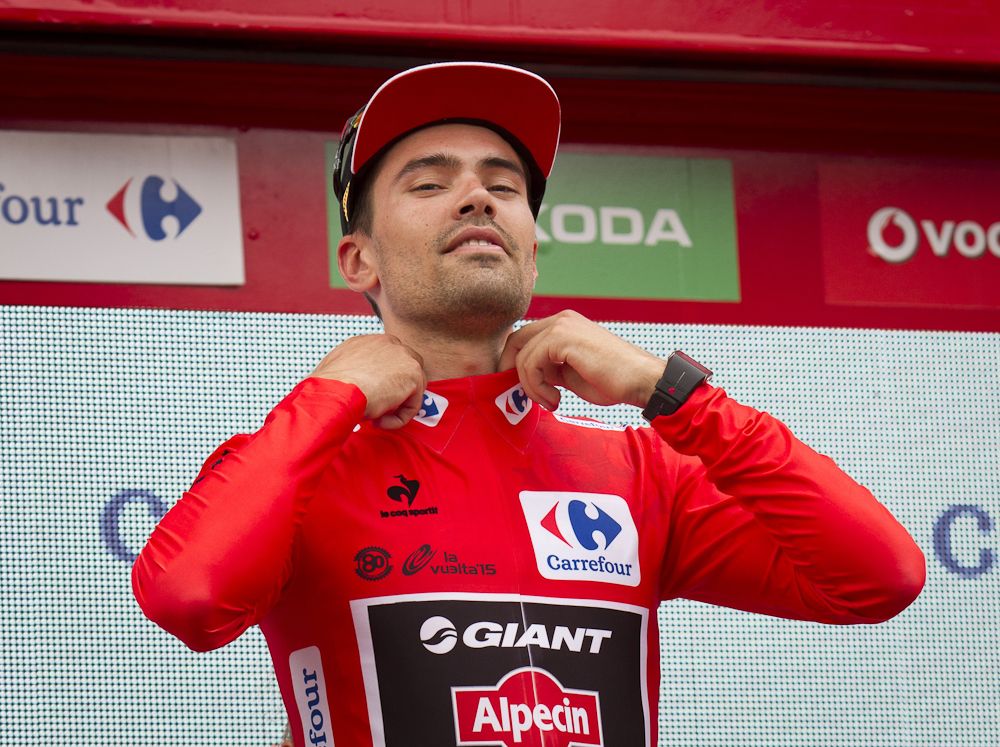 Tom Dumoulin in red after stage 17.