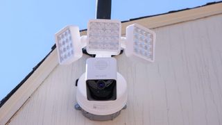 Wyze Cam Floodlight Pro attached to side of house