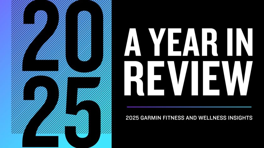 &quot;2025: A Year in Review. 2025 Garmin Fitness and Wellness Insights&quot; written in large letters.