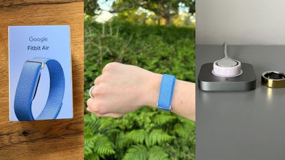 Grace Walsh wearing the Fitbit Air and Oura Ring with products sitting on desks