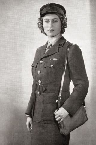 Princess Elizabeth, future Elizabeth II, born 1926. Queen of the United Kingdom, Canada, Australia and New Zealand. Seen here in 1945 in the uniform of second subaltern in the A.T.S.