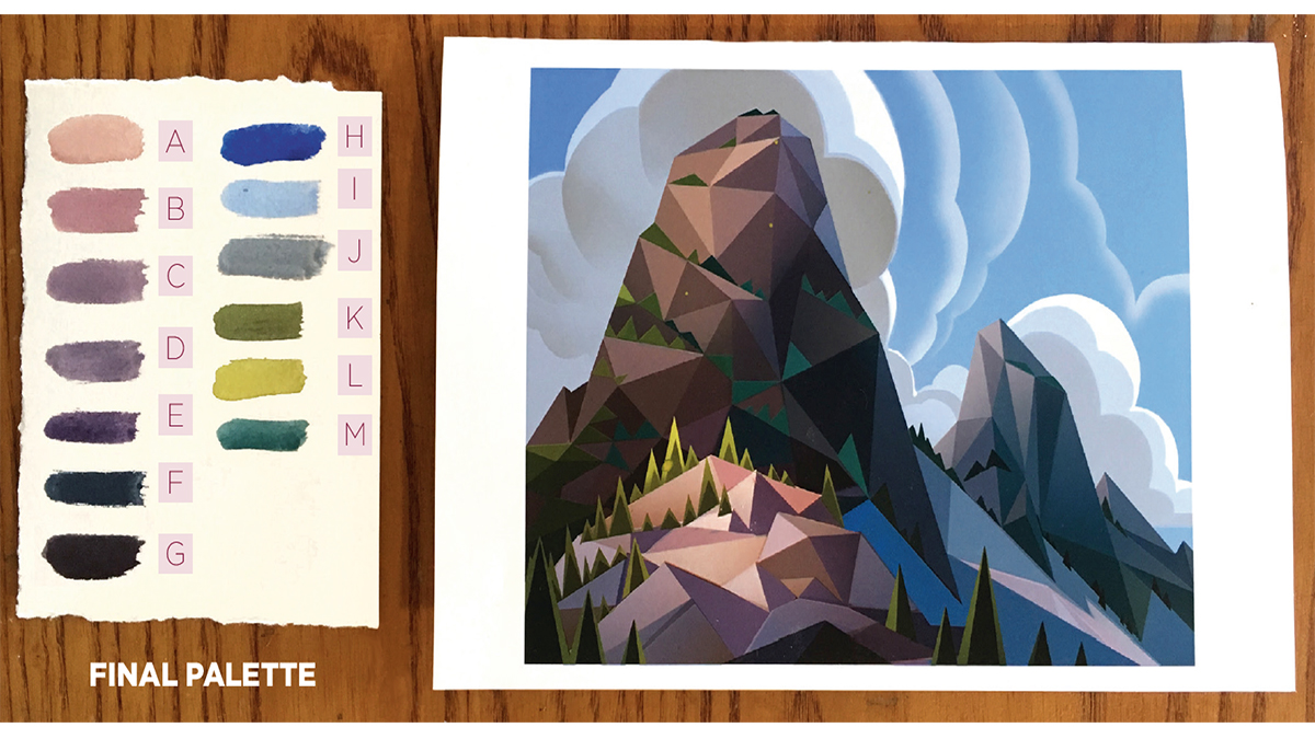 The colour palette that was used in the painting