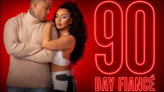 90 Day Fiancé logo and couple