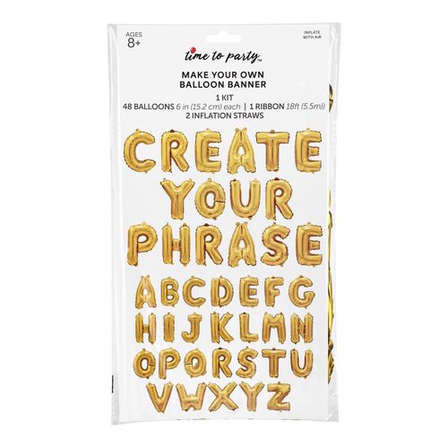 Make Your Own Foil Balloon Banner Kit, Gold, 6 in
