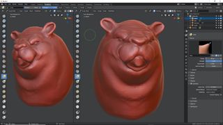 Sculpt in Blender: bear with wrinkles and detail added