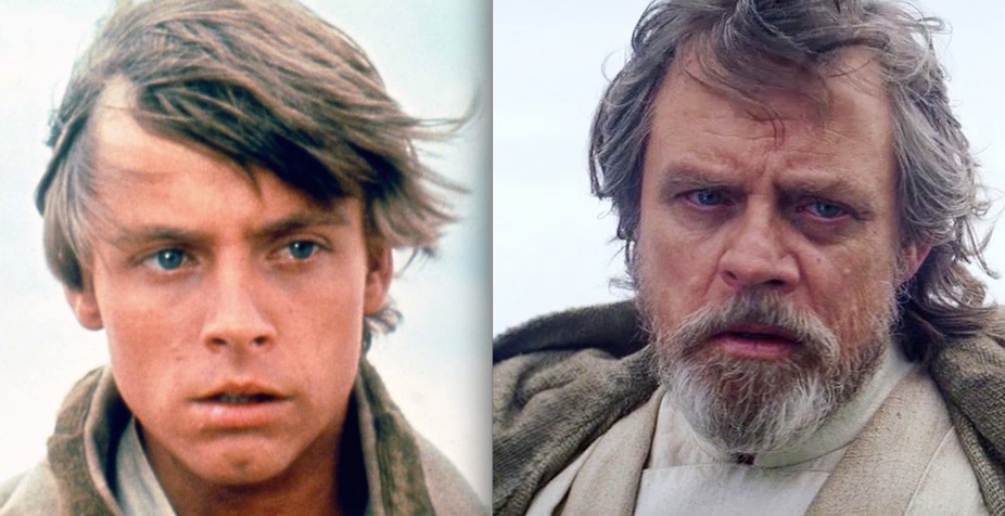 Luke Skywalker then and now