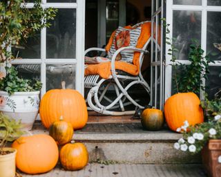 pumpkins on porch steps