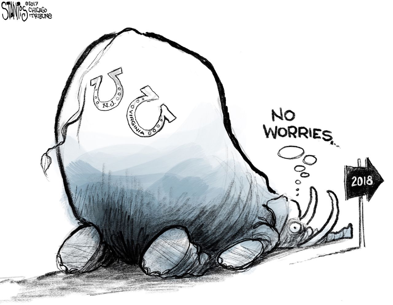 Political cartoon U.S. GOP 2017 election loss