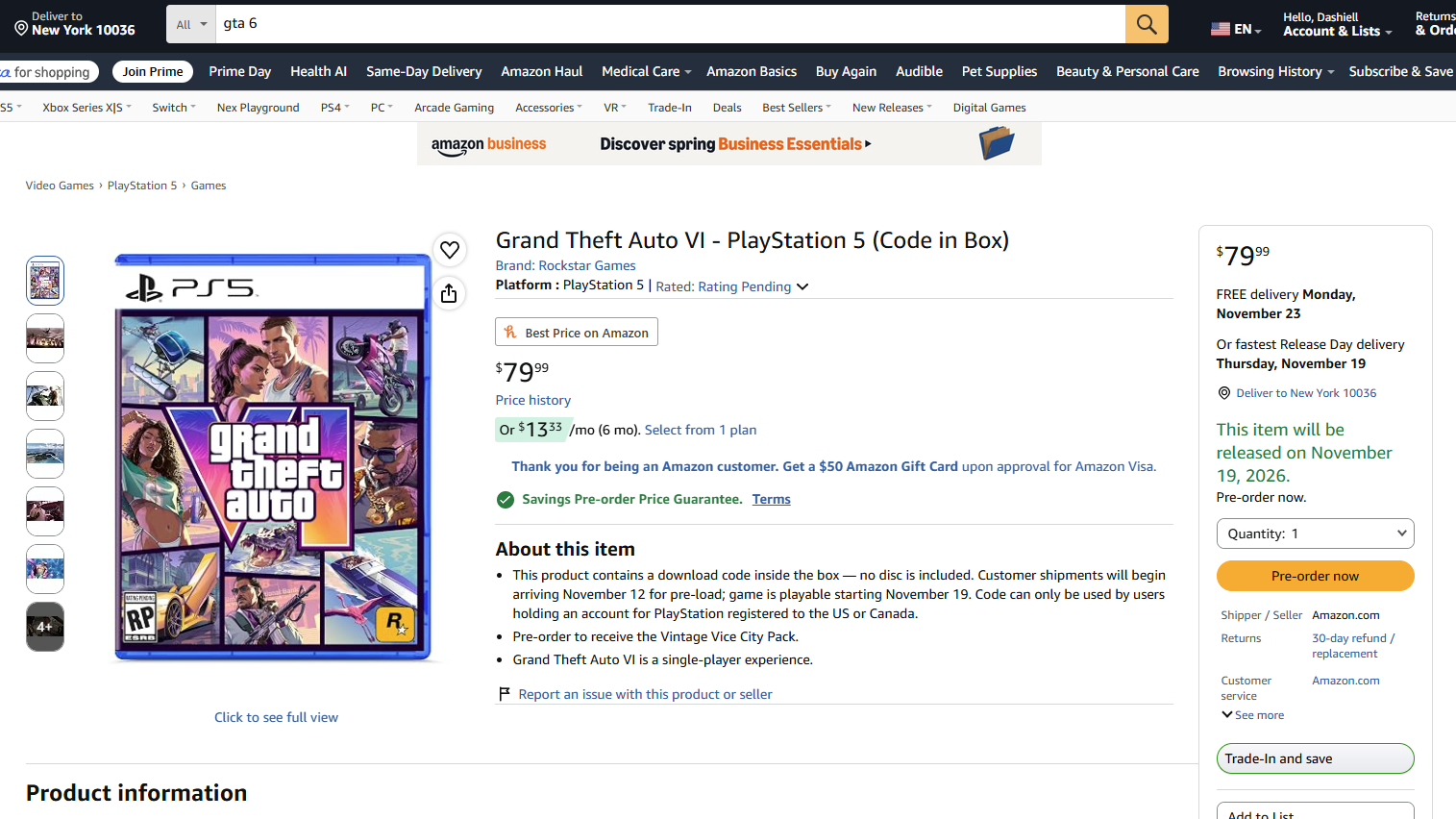 GTA 6 listing.