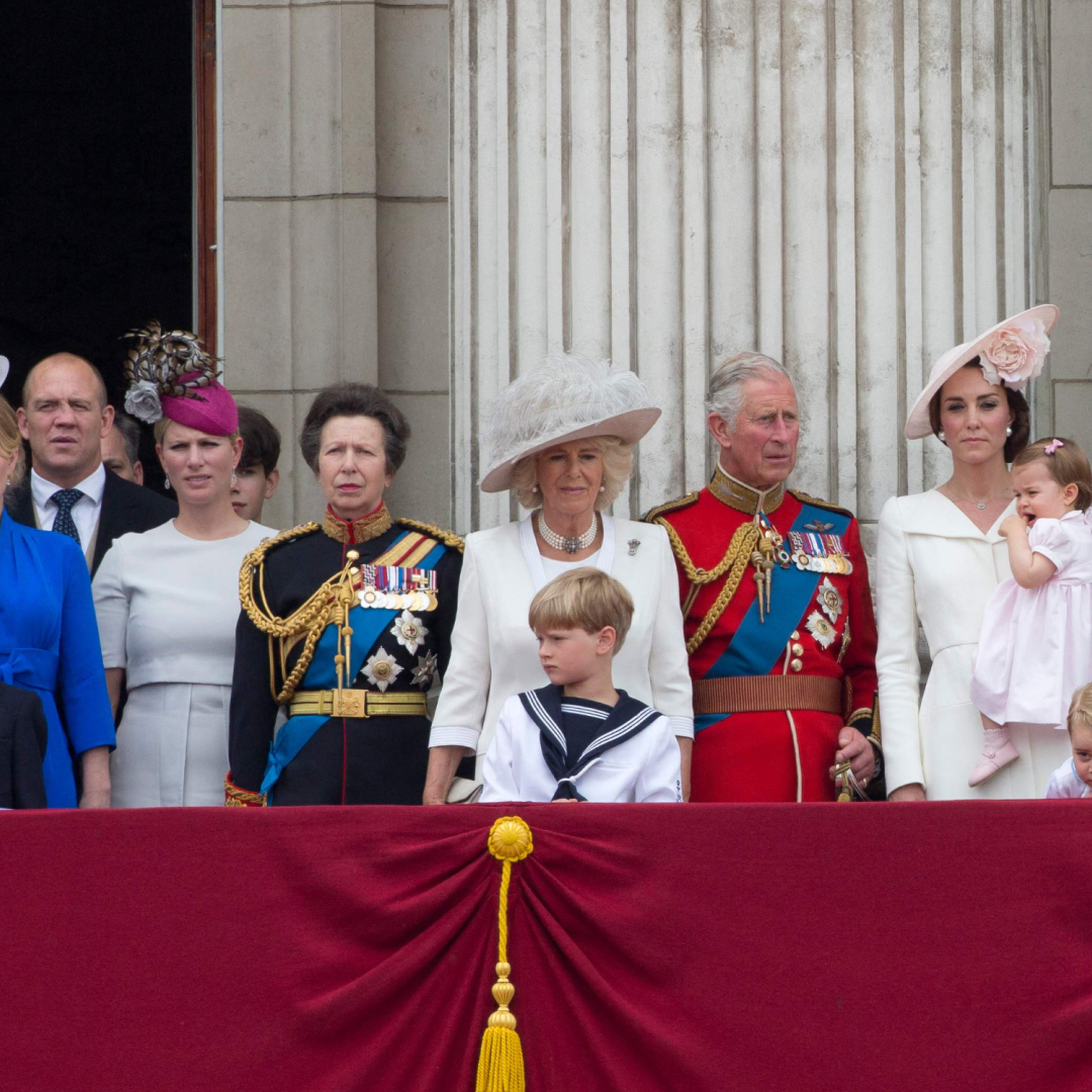 Members of the Royal Family on the balcony of Buckingham Palace for Queen Elizabeth's 90th birthday Trooping the Colour