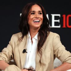Meghan Markle attends a panel for Time 100 in New York City wearing a pantsuit