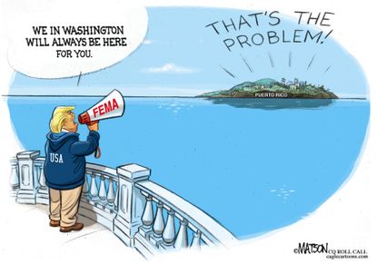 Political cartoon U.S. Puerto Rico disaster response Trump Washington