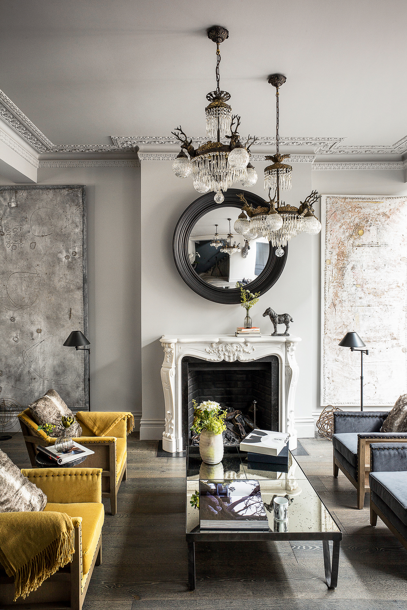 Grey Black And Yellow Bedroom