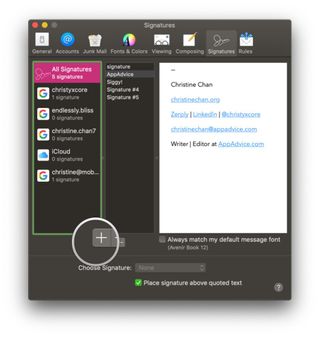 Mail on Mac, Preferences, Middle Column, Add