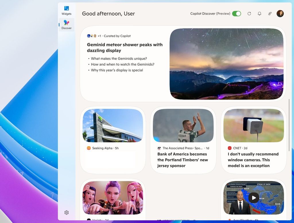 Widgets board new settings page