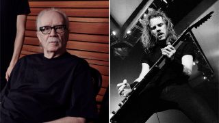Separate photos of horror director John Carpenter and Metallica’s James Hetfield