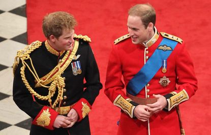 Prince Harry and Prince William arrive at Westminster Abbey prior to his wedding with Kate Middleton in central London on April 29, 2011