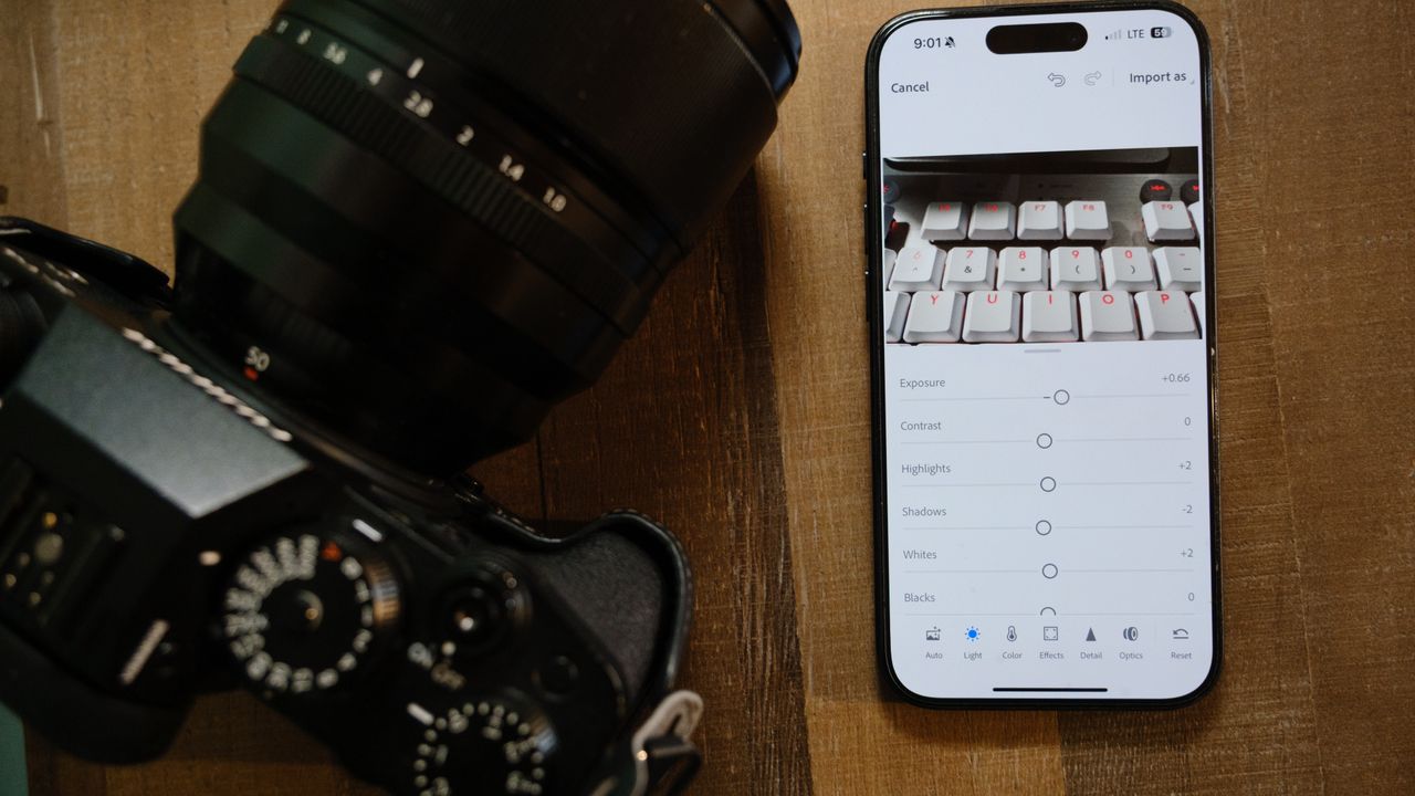 The mobile Photoshop app on an iPhone