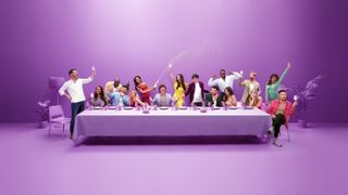 MAFS UK 2022 cast sitting at a large purple table