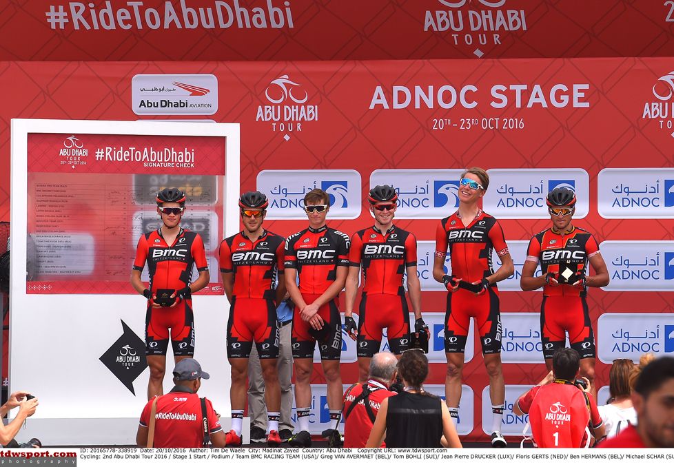 BMC Racing at the start of the Abu Dhabi Tour