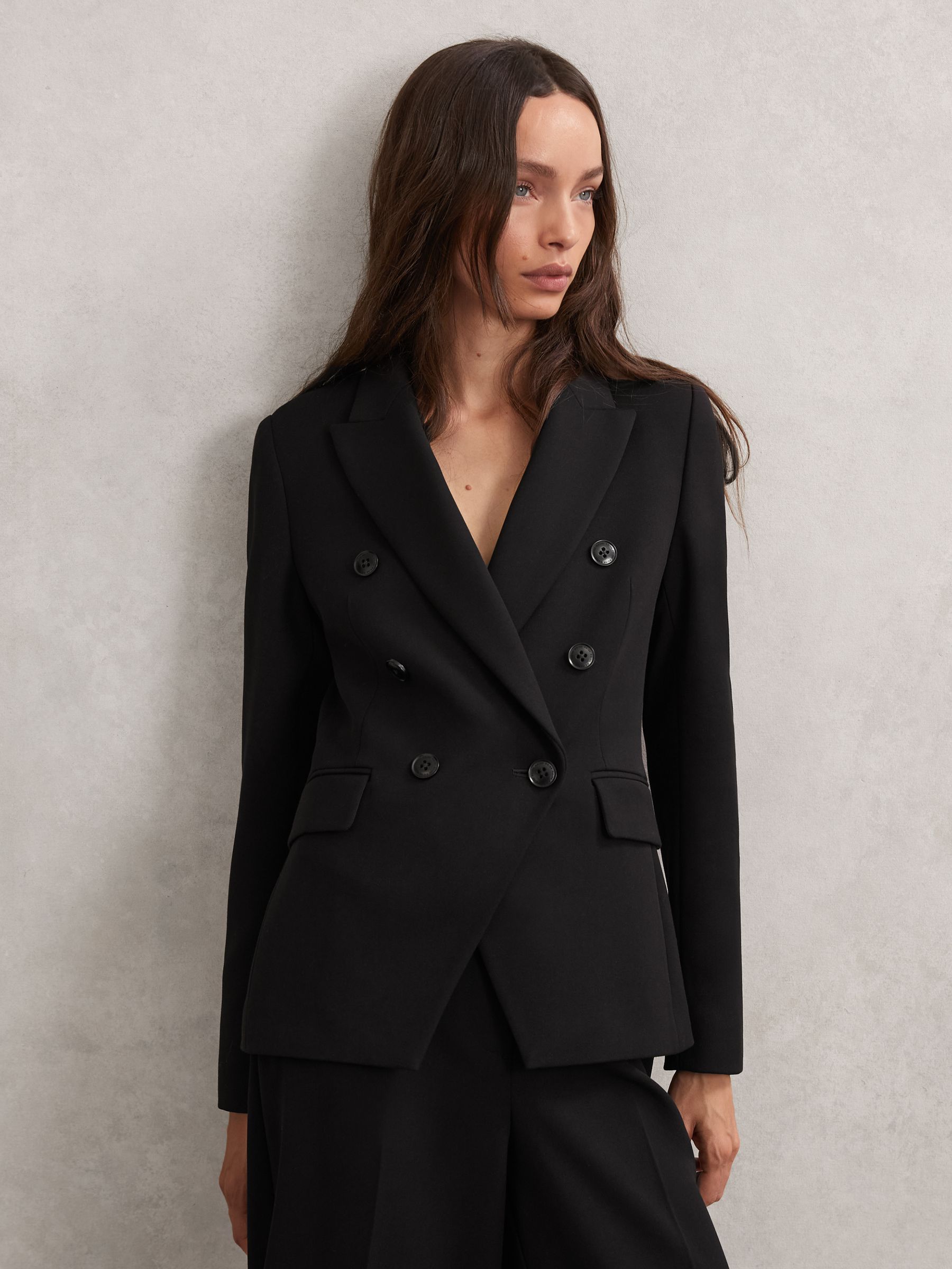 Double-Breasted Suit Blazer in Black