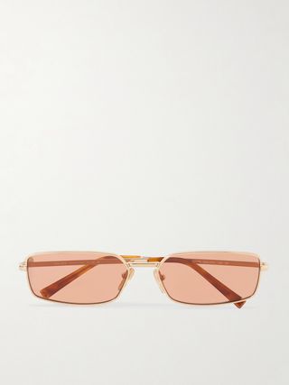 Square-Frame Gold-Tone Sunglasses