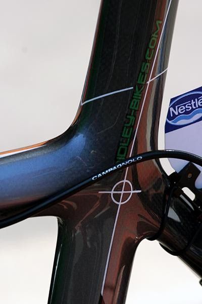 A close-up of the seat-tube cluster - designed to enhance stiffness.