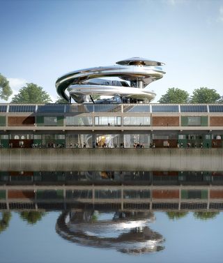 render of mad architects' fenix museum in rotterdam