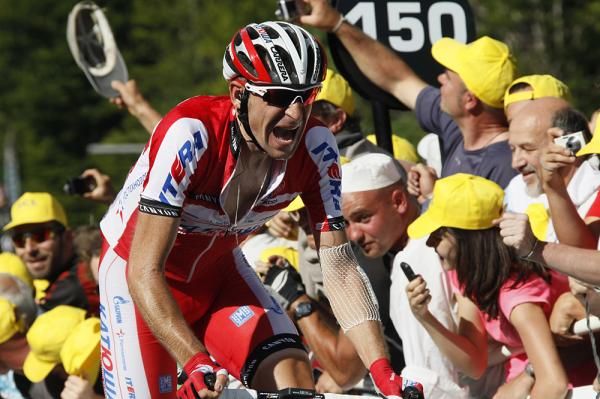 Denis Menchov turned himself inside out on the climb