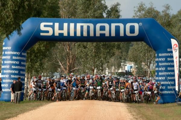 Riders get ready to roll away at the start of the championships.