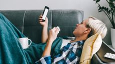 Sick woman using a phone