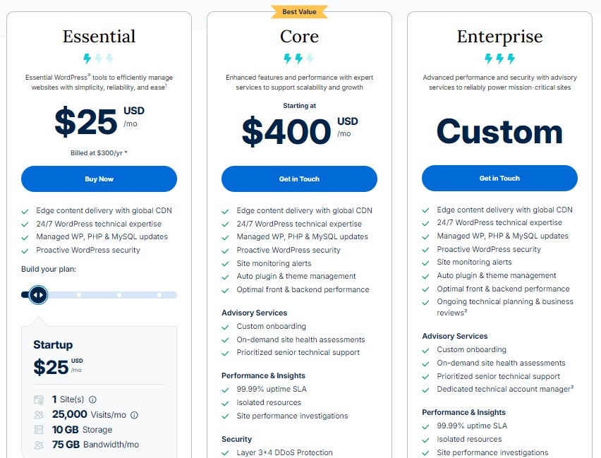 WP Engine plans and pricing