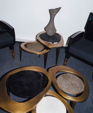 Gold & black side tables