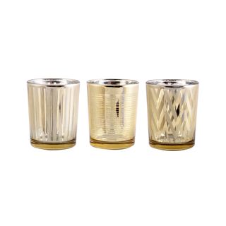 ambient lighting with gold glass votive candle holders