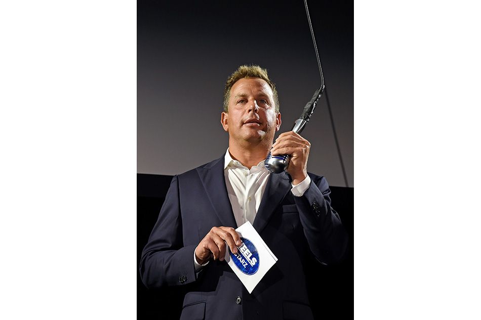 Starz president and CEO Jeffrey Hirsch speaks onstage at the Aug. 11 premiere event for original series Heels.
