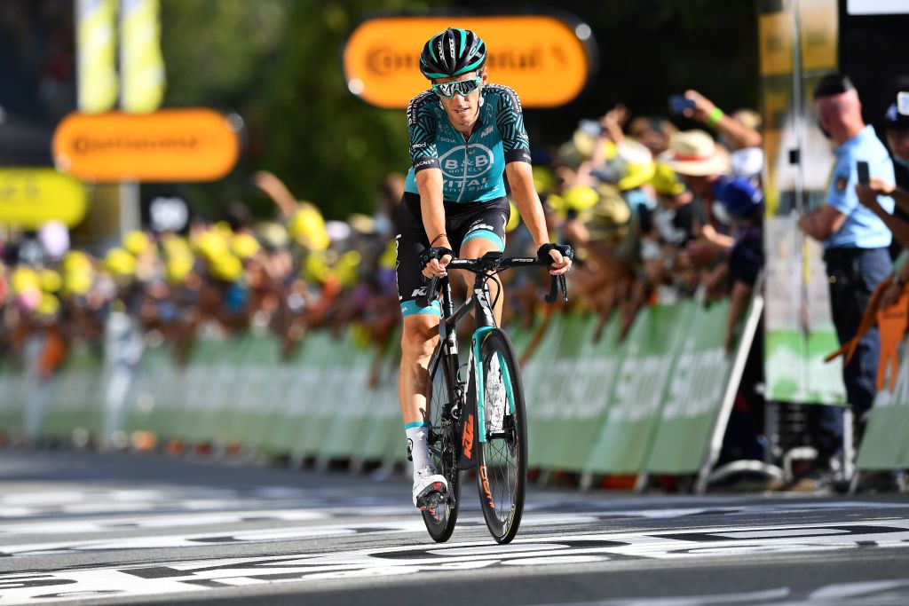 SARRAN CORRZE FRANCE SEPTEMBER 10 Arrival Quentin Pacher of France and Team BB Hotels Vital Concept during the 107th Tour de France 2020 Stage 12 a 218km stage from Chauvigny to Sarran Corrze 658m TDF2020 LeTour on September 10 2020 in Sarran Corrze France Photo by Stuart FranklinGetty Images